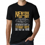 Meeste vintage T-s&auml;rk Graafiline T-s&auml;rk New Yorgi mootorrattale aastast 2024 Deep Black XS must