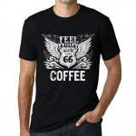 Meeste vintage T-s&auml;rk Graafiline T-s&auml;rk Feel The Coffee Deep Black White Text XS must
