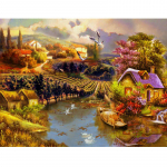 Teemantmaali ristpistes Teemanttikandid Ringi t&auml;ismaali Teemantmosaiigist seinakleebis 20X30CM