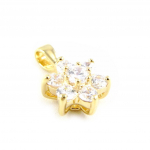 Les Tr&eacute;sors De Lily [G1703] - Pendentif Plaqu&eacute; Or 'Fleur de Cristal' blanc valge