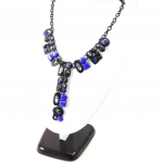 NOA [I2198] - Collier Cr&eacute;ateur 'Sissi' noir bleu sinine