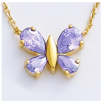 Les Tr&eacute;sors De Lily [K2582] - kullatud kaelakee  Butterfly  lavendlikuldne - 12x10 mm lilla