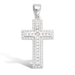Les Tr&eacute;sors De Lily [L4647] - Pendentif Argent 'Croix' Blanc argent&eacute; (rhodi&eacute;) - 28x14 mm valge