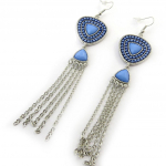 Les Tr&eacute;sors De Lily [N3708] - Boucles Cr&eacute;ateur 'Navajos' bleu argent&eacute; h&otilde;be