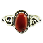 Bague Argent 'Heaven' rouge argent&eacute; - 9 mm 56 punane