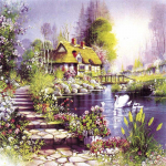 T&auml;ielik 5D-teemantmaaling multifilm maastiku mosaiiktikandid ristpistes kodukaunistus k&auml;sitsi valmistatud 25x25cm