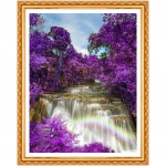 Teemantmaal ristpistes helmemustriga tikandid maastik kosk K&auml;sitsi valmistatud lilla puu 20X30CM