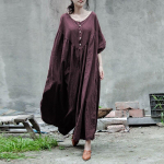 Johnature naiste suvine puuvillane linane vabaaja hommikumantlid Suurus naiste vintage kleit One Size