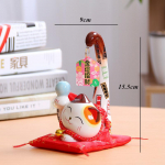 Jaapani Maneki Neko keraamiline &otilde;nnekassi multikas Pika sabaga kassi kuju Feng Shui kontori t&ouml;&ouml;laua kaunistus kodukaunistus