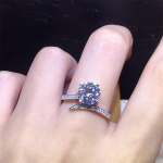 Bella Box klassikaline naiste s&otilde;rmus &uuml;mmarguse tsirkooniga Adjust naiste h&otilde;bedane peen ehe kingitus Resizable valge