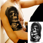 Must Sparta ajutised t&auml;toveeringud meestele Poistele L&otilde;vir&uuml;&uuml;tel Hundi Kolju Kompass Tiigri v&otilde;lts t&auml;toveering Kleebis K&auml;e Jala t&auml;toveeringud Veekindel