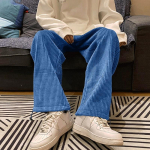 Y2K mees vabaaja lips jalg Sirged p&uuml;ksid naine jooksjad riided velvetist t&auml;navariided &uuml;lisuured p&uuml;ksid meeste Korea t&auml;navar&otilde;ivad meeste p&uuml;ksid M sinine