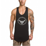 Muscleguys Br&auml;ndi j&otilde;usaalid S&auml;rk Kulturismiriided Fitness Mehed Tankid treening Vest Stringer tanktop Puuvillane spordiriided Aluss&auml;rk M must