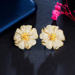 CMM Bright t&auml;ismikrokuubiline tsirkooniumoksiidiga sillutatud Aafrika kullav&auml;rvi suured geomeetrilised lilledega k&otilde;rvar&otilde;ngad naiste pidur&otilde;ivastele kuld