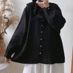 Johnature Linane suur volangidega kaelarihm naiste s&auml;rgid, s&uuml;gisene &uuml;hev&auml;rvilised l&otilde;dvad vintage, n&ouml;&ouml;biga naiste pluusid One Size must