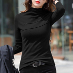 S&uuml;gisene soonikuga n&ouml;&ouml;biga O-kaelus, bambusest puuvillane T-s&auml;rk, naiste vaba mood, &otilde;huke t-s&auml;rk naiste pikkade varrukatega, rohelised topid XXXL must