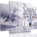 Viieosalise pildil&otilde;uendi print Wolf Fog Forest Grey 100x70 lilla