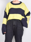 XITAO Fashion Contrast Color Knitting Tribe Splicing Lahtine naiste kampsun LDD2222 One Size kollane