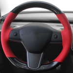 Auto Rooli Kate Rooli M&auml;his Suede Nahk Originaal Rooli Punutis Tesla Model 3 2015-2021 Model Y jaoks Style 2