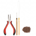 Juuste pikendamise t&ouml;&ouml;riistakomplekt silikoonr&otilde;ngastega, heegeln&otilde;elaga kaasaskantav juuste kujundamise komplekt 5 200pcs Hair Rings