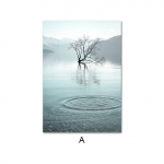 P&otilde;hjamaade sinine abstraktne kunst seinatr&uuml;kk muru maalimine sild j&auml;rv maastik L&otilde;uend Plakat Skandinaavia pilt Kaasaegne kodukaunistus A4 21x30cm No Frame