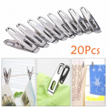 20 tk roostevabast terasest klamber Tuulekindel riiden&otilde;el V&auml;ike lame pardi h&otilde;bedane riidepuu avatud kaust lame kaust tuulekindel klamber 20 Pcs
