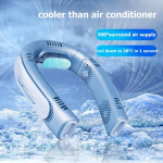 2024. aasta kaasaskantav jahutusventilaator Penta-Core Mootor suvine kaelaventilaator 6000mah USB-taaslaetav 360&deg; ruumiline tuul, vaikne labadeta ventilaator valge