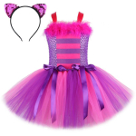 Alice Cheshire'i kassi imedemaal kost&uuml;&uuml;m Beebit&uuml;drukute tutu kleit lilla multifilmi t&uuml;lli peokleit lastele Halloweeni cosplay kost&uuml;&uuml;m Cheshire Cat Costume-L  5-6Y&Cheshire Cat pink