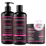 Kerargan - Keratiini &scaron;ampoon, palsam ja mask - Kuivad ja kahjustatud juuksed - Sulfaadi-, parabeeni- ja silikoonivaba - 3x500 ml 1500 roosa