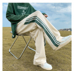 Meeste vabaaja beežid triibulised p&uuml;ksid Joggers BF Harajuku suvised spordip&uuml;ksid, n&ouml;&ouml;riga laiad p&uuml;ksid, meeste sirged p&uuml;ksid M must