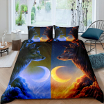 3D Wolf Theme Kodu voodipesu komplekt Loomade tr&uuml;kiga tekikate padjap&uuml;&uuml;r 2/3 AU180 * 210 t&auml;issuuruses dekoratiivne tekikate Baby 100x135cm