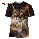 3D Print Animal Maine Coon pikakarvaline kass Meeste T-s&auml;rgid Harajuku vabaaja suures suuruses t&auml;navar&otilde;ivad Naiste meeste T-s&auml;rgid - T-s&auml;rgid XXXL