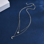 925 Sterling H&otilde;be Kahekihiline Lihtne T&auml;htedega Choker L&auml;ikivad Tsirkoon Kuu Ripatsitega Kaelakeed T&uuml;druku Kingitus Peened Aksessuaarid NK092 valge