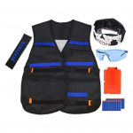 Laste taktikaline vesti komplekt koos kaitseprillidega randmerihma n&auml;okaitse, paagipealne reguleeritav kaitsevarustus siseruumides must