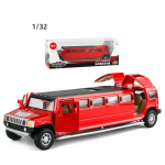 1/32 Scale Hummer H6 pikendab limusiini survevalatud automudeli m&auml;nguasi, tagasit&otilde;mmatav m&auml;nguasi koos heli ja valgusega lastele v&auml;ikelastele poistele t&uuml;drukutele m&otilde;eldud kingituste kollektsioon 1/32-22.5x6.5x5.5cm punane