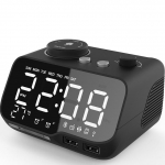 Muusika Bluetooth k&otilde;lar edasil&uuml;kkamine digitaalne FM-raadio laua &auml;ratus 1A+2A kell USB laadija TF m&auml;ngija iPhone Androidile must