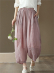 Johnature naiste vintage ramie &uuml;hev&auml;rvilised Bloomers p&uuml;ksid elastne v&ouml;&ouml;koht &uuml;hev&auml;rvilised p&uuml;ksid suvised vabaaja naiste p&uuml;ksid One Size must