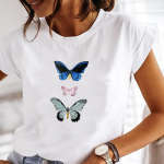 (Aasia suurus) Top Clothing Butterfly 90ndate Sweet Trend Stiil vabaaja l&uuml;hikeste varrukatega moodne naiste t-s&auml;rk naiste prinditud naiste graafiline T-s&auml;rk S