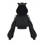 Gothic Crop Hoodie Naiste kampsun Goth Cute Cat Crop Top Pullover pikkade varrukatega kapuutsiga 5XL must
