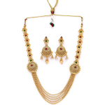 Kullatud kaelakee Kundan Studded Multistring kaelakee komplekt naistele free size