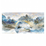 Abstraktne m&auml;gi ja kuldne lind L&otilde;uendimaal Sinised plakatid ja tr&uuml;kised Seinakunst Dekoratiivsed pildid kaasaegse kodu elutoa seinale Cuadros 20x40cm