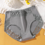 Seksikas pitsist puuvillane naiste aluspesu k&otilde;rge v&ouml;&ouml;kohaga kitsad kolmnurkp&uuml;ksid hingav ja j&auml;lgedeta naiste aluspesu XXL hall