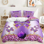 3D Butterfly voodipesukomplekt T&uuml;drukute toa tekikott 2/3-osaline pehme t&otilde;mblukk DE200 * 200 t&auml;issuuruses mikrokiust magamistoa kaunistus DE 100x135cm