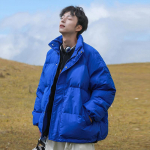 Meeste mood, uus pikkade varrukatega paks puuvillane talvemantel, must paar, &uuml;ler&otilde;ivad, meeste mood, &uuml;hev&auml;rviline puuvillane mantel S must