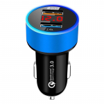 Usb 5v 3a autolaadija kiirlaadija LED-ekraaniga telefonilaadija autolaadija Xiaomi Samsungi iPhone Huawei mobiiltelefoni adapteri jaoks sinine