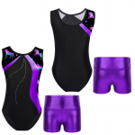 Laste t&uuml;drukute varrukateta tr&uuml;kitud lapiline trikoo metallilise k&otilde;rge v&ouml;&ouml;kohaga l&uuml;hikeste p&uuml;kstega tantsimiseks m&otilde;eldud uisutamisv&otilde;imlemise kombinesoon 9-10 Years