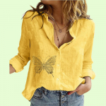 Naiste mood rev&auml;&auml;rkrae kardigan s&auml;rk &otilde;huke puuvillane linane topp vabaaja lilleprintiga pluusid S valge