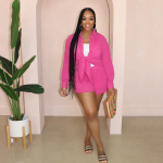 YYFS naistemood vabaaja &uuml;hev&auml;rvilise prindiga pikkade varrukatega POLO-kaelus, suures suuruses sportlikud l&uuml;hikesed p&uuml;ksid, &uuml;likonnad S sinine