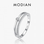 Modian Real 925 Sterling Silver Double Deck Line Mood selged CZ s&otilde;rmused naistele Luksuslikud pulmaehted 5 h&otilde;be