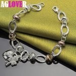 925 h&otilde;bedane s&uuml;damelukk, ristikheina lill AAA tsirkoonist k&auml;ev&otilde;ru ehted 20cm